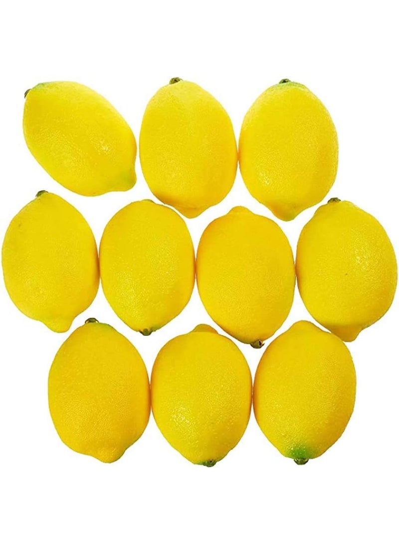 jaexest 10-Piece Artificial Lemon Set – Lifelike Fake Fruit Plastic Decorations for Home, Kitchen, Party & Festival Display – Bright Yellow Faux Citrus for Centerpieces, Table Styling & Year-Round Freshness - Image 1